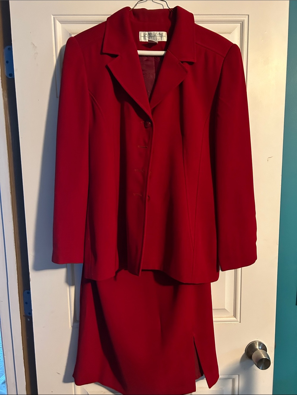 Larry Levine Red Women's Skirt Suit